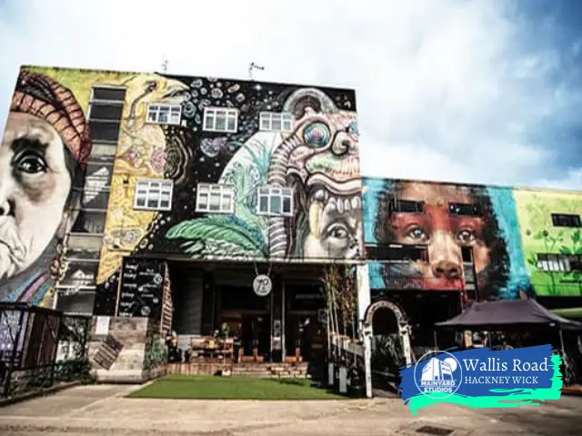 Mainyard Studios and No90 Hackney Wick buildings exteriors with large colourful murals