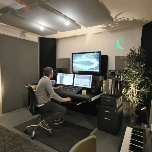 Large soundproof studio for bands at Mainyard Studios, London, with ample space for equipment.